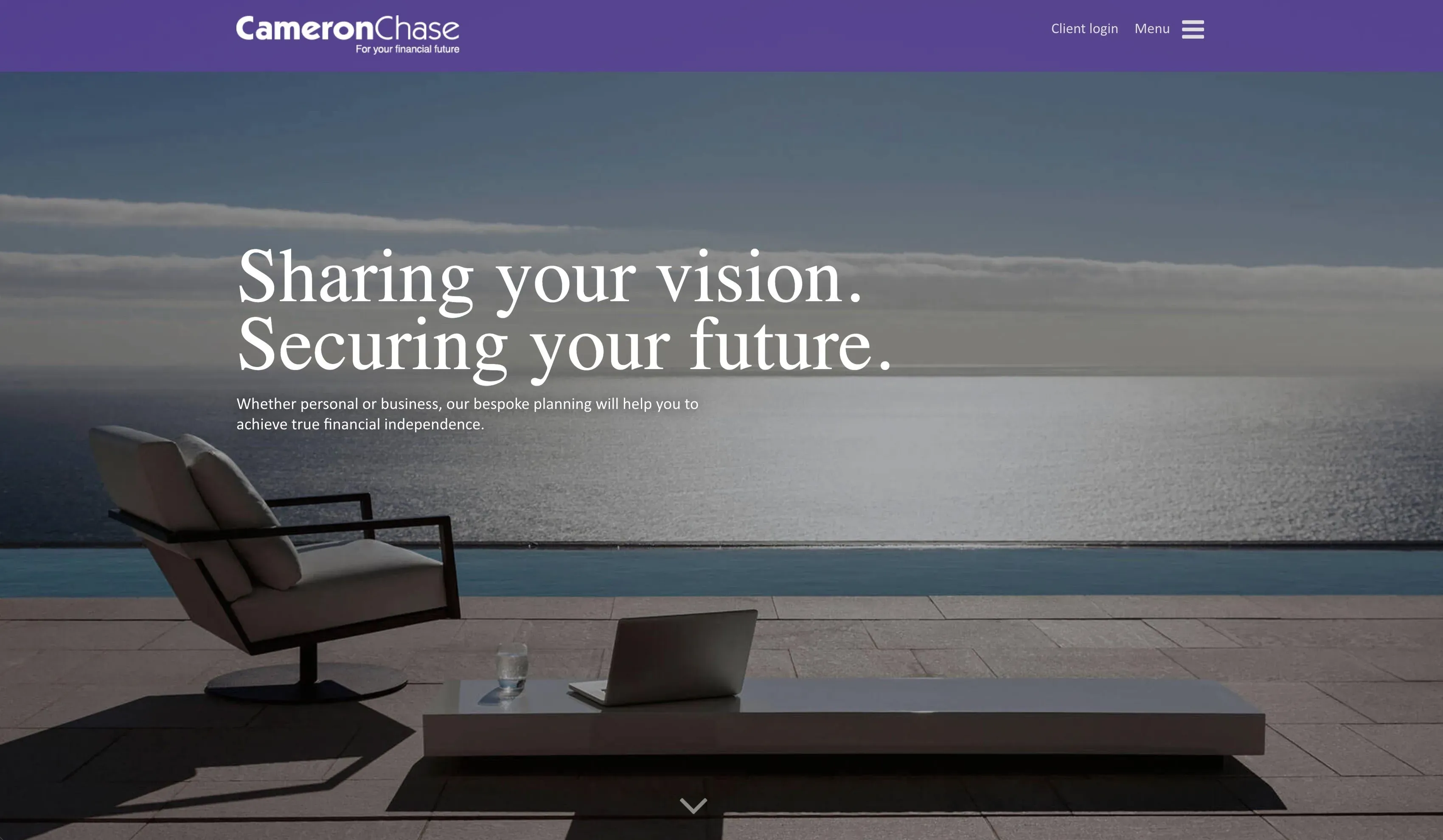 Page d'accueil du site Cameron Chase