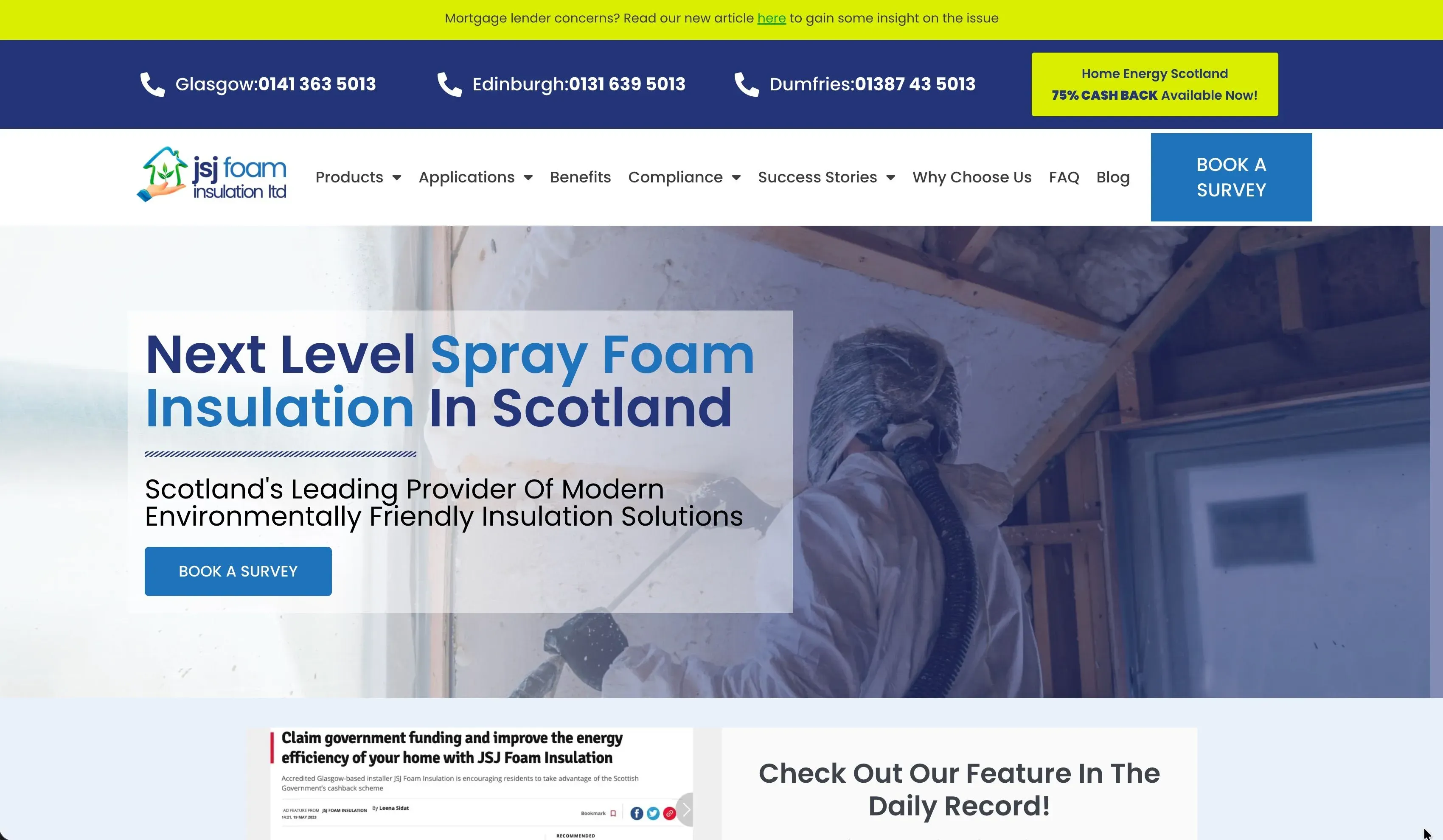 Page d'accueil du site JSJ Insulation