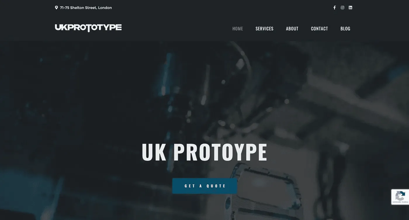 Page d'accueil du site UK Prototype